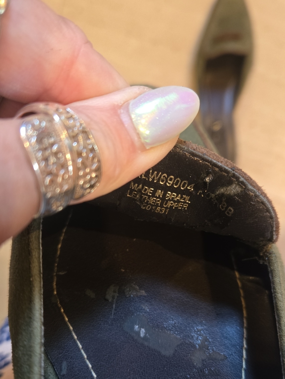 Lauren Ralph Lauren Olive Green Suede Mule Kitten Heels - Picture 12 of 12